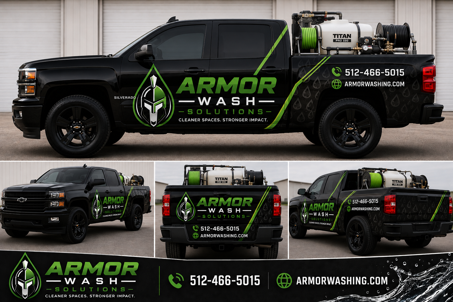 Armor Wash Solutions branded Chevy Silverado rig